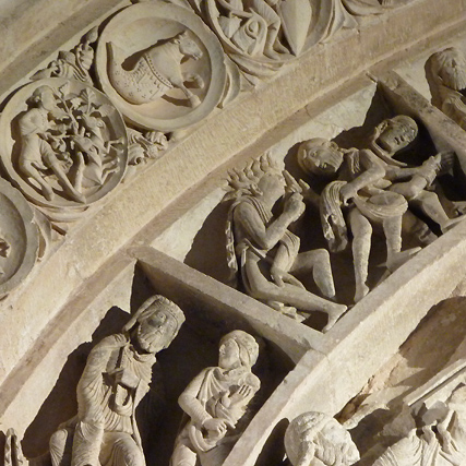 Vézelay, detail timpaan Basilique  Ste Madeleine