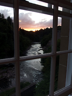 uitzicht uit onze kamer, New Lanark Mill hotel